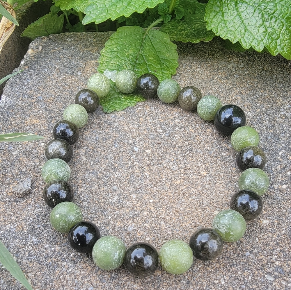 Handcrafted Green Garnet Stretch Bracelet